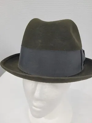 Vintage Royal Stetson Black Felt Hat W/Blue Feather John B Stetson Co 7 1/8 READ • $34.99