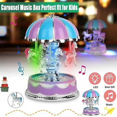 Toys For Girls Carousel Music Box Merry-Go-Round LED Lights Kids Baby Xmas Gift • $12.48