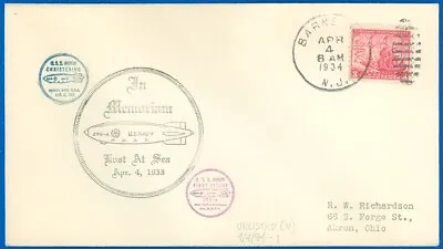 4/4/34 USS AKRON Memorial Cover Barnegat NJ Cancel LOST At SEA Unlisted! • $9.99