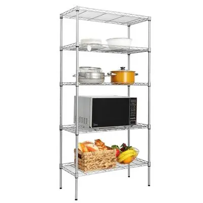 New Heavy Duty 5 Tier Wire Metal Unit Commercial Storage Shelf Shelving Rack • $42.89