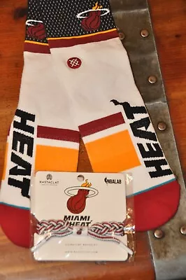 Miami Heat Stance Short Cut Crew Socks Men's LARGE 9-12+ Rastaclat Bracelet • $17