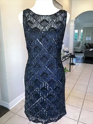 Aidan Mattox Twilight Beaded & Sequin Dress Sz 6 $440 NWT • $90