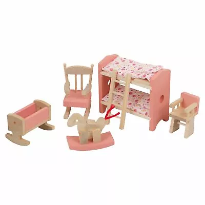 £7.99 • Buy Wooden Doll House Furniture Sets Childrens Bedroom Bunk Bed Rocking Chair & More