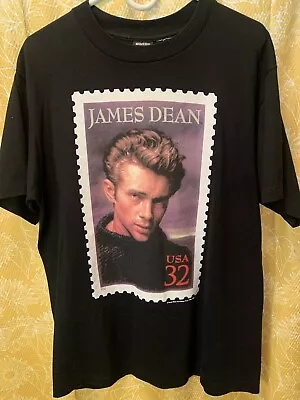 Vintage James Dean Warner Bros Shirt Mens Black 1996 US Stamp 90s Single Stitch • $34.95