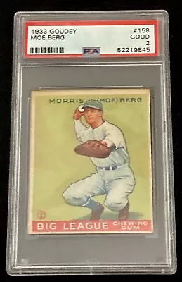 Moe Berg 1933 Goudey #158 Psa 2 Good Washington Senators Us Spy Free Sh • $799.99