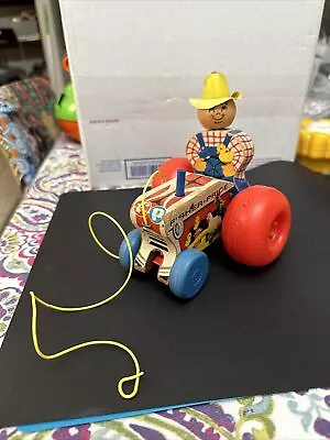Vintage FISHER PRICE PULL TOY FARMER AND TRACTOR 1961 No. 629 Original • $14.99