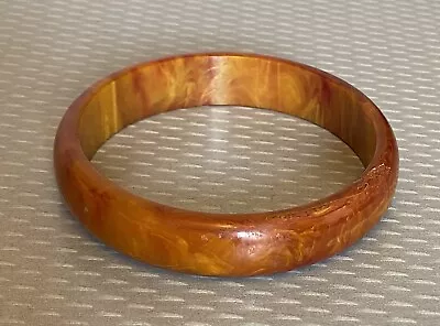 Vintage Bakelite Bangle Wine & Custard Gaudy Specialty Marbled 1/2  Wide TESTED • $39.95