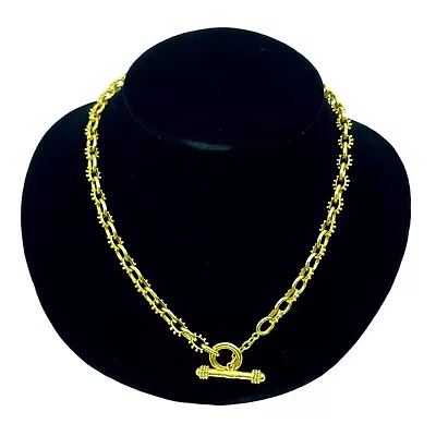 ELIZABETH LOCKE 7 MM Spiked Link Hammered Gold Toggle Necklace 19' Inch 19K YG • $7995