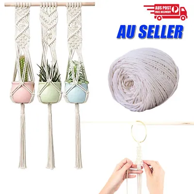 $13.99 • Buy 4/5/6mm Macrame Rope Natural Beige Cotton Twisted Cord Artisan Hand Craft Decor