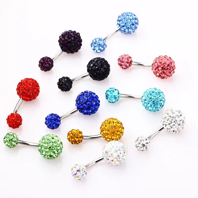 $1.32 • Buy Navel Belly Button Rings Crystal Rhinestone Ball Barbell Body Piercing Jewelry ♧