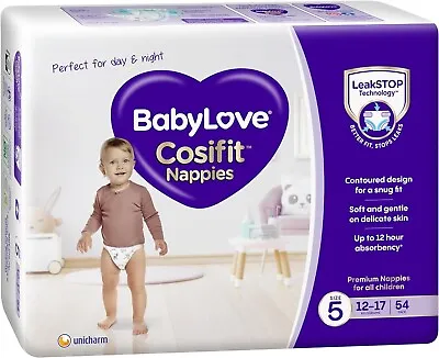 BabyLove Cosifit Nappies Size 5 12-17kg 1 Month Supply 162 Pieces 3 X 54 Pack • $80.40