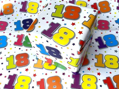 2 Sheets Gift Wrap Wrapping Paper Happy 18th Birthday Age 18 Today Mens Ladies • £2.59