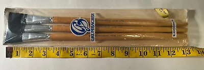 M. Grumbacher #5745 Wood 13” Vintage Brushes Bristles 1.5”  3 In New Pack. • $12.35