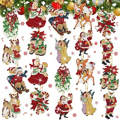 24 Pcs Vintage Christmas Diamond Art Keychains Vintage Santa Claus Reindeer Snow • $23.99