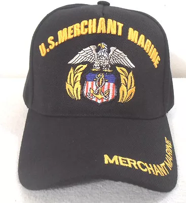 U.s. Merchant Marine Ball Cap Hat Black Military Cap • $10.50