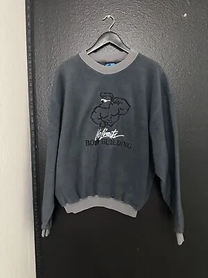 Vintage No Limits Bodybuilding Fleece Sweatshirt Crewneck Pullover 90s Gray  XL • $56