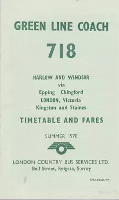London Country Green Line Coach Route 718 Bus Timetable Lft Summer 1970 • £2.99