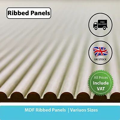 Ribbed Wall Panels 3D Wall Panels Wood Art Panels Decorative Moisture MR  MDF • £203.99