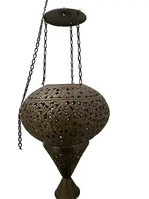 Moroccan Brass Metal Hanging Pendant Lantern Fixture Candle • $125