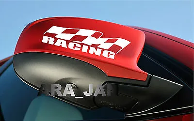 RACING Flag Vinyl Decal Sport Sticker Emblem Car Mirror Logo Color WHITE • $14.41