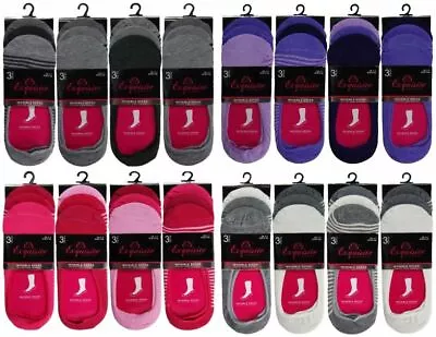 3 Pair Ladies/Girls Invisible Socks Trainer Shoe Liners Cotton Rich Footsies 4-7 • £2.95