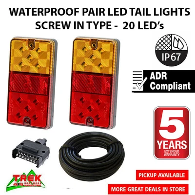 $36.50 • Buy LED TRAILER TAIL LIGHT KIT PAIR PLUG 8m 5 CORE WIRE CARAVAN BOAT UTE Waterproof