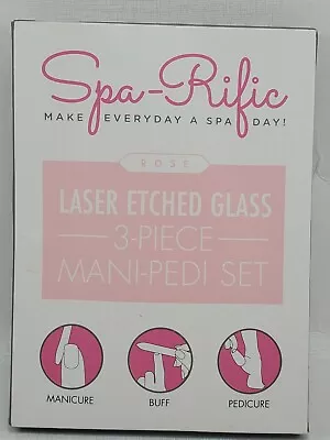 Spa-Rific Laser Etched Glass 3 - Piece  Mani-Pedi Set Rose.  • $39.99