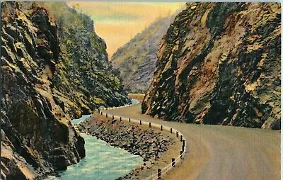 Aerial View Postcard Cliffs And Highway In Thompson Canon Estes Colorado  • $11.95