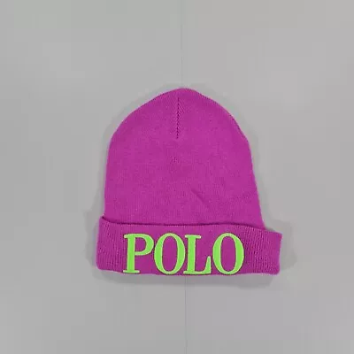 Polo Ralph Lauren Mens Beanie Purple One Size With Cashmere Big Logo • £18.99