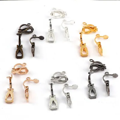 50Pcs Clip On Snap Dangle Earring Hooks Findings Lever Back Various Color Making • £3.83