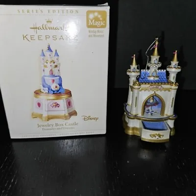 Disney 2006 Hallmark JEWELRY Music BOX CINDERELLA CASTLE Ornament TREASURES An.. • $41.95