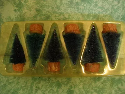 Six Miniature Bottle Brush Trees~wood Base~american Coll~#ah49~new~liberty Falls • $14.95