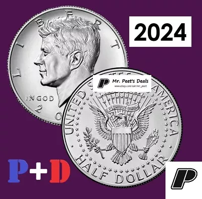 2024 P & D Kennedy Half Dollars 2 Coins 50 Cents -HQ BU ONLY From Rolls- PRESALE • $2.30