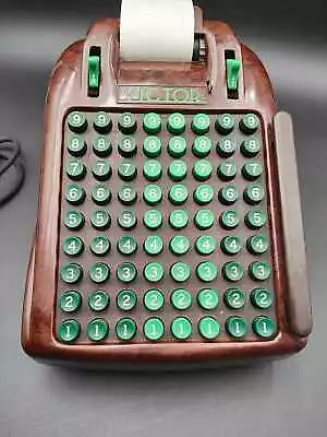 Vintage Brown Marble Bakelite Victor 72-Key Green Adding Machine - Working • $45.95