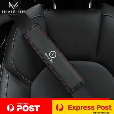 $30.95 • Buy 2Pc PREMIUM Leather Car Seat Belt Shoulder Cover Pads For Mercedes Benz AMG C63