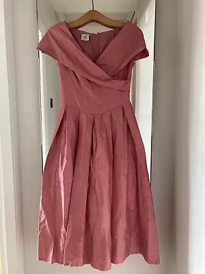 Womens Vintage 80s Laura Ashley Prom Dress UK 12 Raw Silk Pink  • £59.95