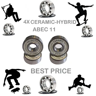 4 Precision Abec 11 Hybrid Ceramic Bearings Skate Inline Skateboard Scooter 9 • £13.99