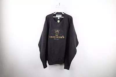 Vintage 90s Mens 2XL Faded Spell Out Mike Ditka Iron Mikes Restaurant Sweatshirt • $53.95