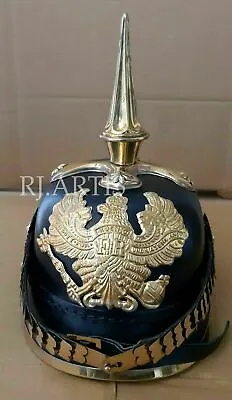 Officer’s Pickelhaube Helmet Militaria Leather Prussian Vintage Imperial German • $109.90