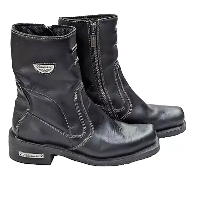 Milwaukee Leather Women's Size 11 Motorcycle Shifter Boots Square Toe Side Zip • $64.99