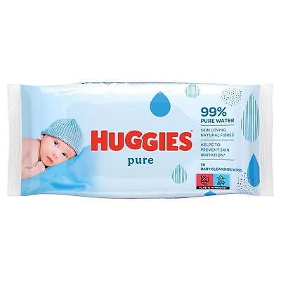 Huggies Pure Newborn Baby Soft Natural Wet Skin Loving 56 Wipes • £3.95