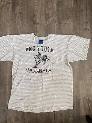 Vtg 1994 Pro Youth Finals Bull Riding T-Shirt Heather Grey Green Stripes • $33