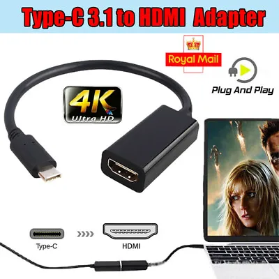 USB-C 3.1 Type-C To HDMI 4K HDTV Adapter Cable For Samsung S9 S8 Note 9 Macbook  • £4.99