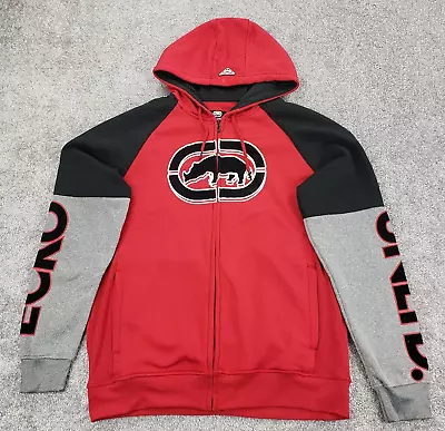 Vintage Ecko Unltd Hoodie Mens L Red Sweatshirt Y2K Hip Hop Rhino Logo Skater • $49.99