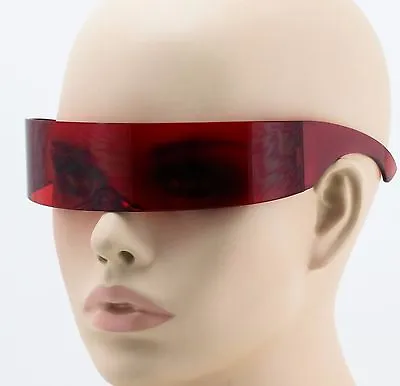 $9.95 • Buy Alien Outter Space Robotic Warp Around Futuristic Cyclops SHIELD SUN GLASSES Red