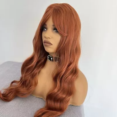Synthetic Wig Heat Resistant Hair Long Wavy Daily Wear Ginger Orange Fashion • $19.99