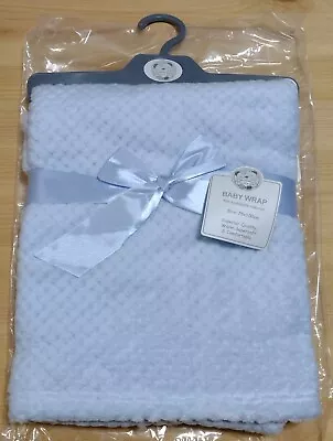 BABY SNUGGLE BLANKET. BABY WRAP. SUPERSOFT BLUE. 75 X 100 Cm. NEW. • £6.95