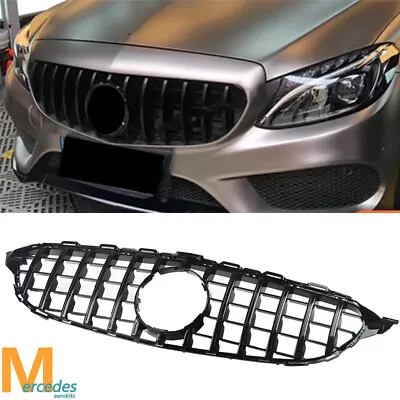ALL Black GTR Style Front Grille Grill For Mercedes W205 C250 C43 AMG 2014-2018 • $89.99