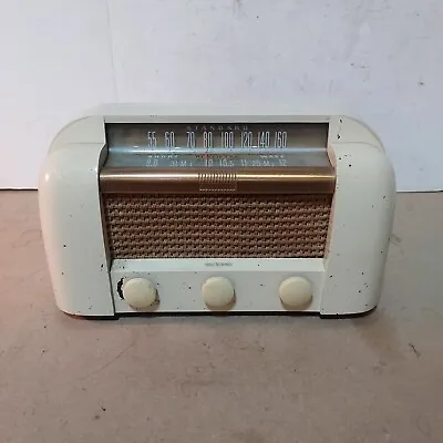 RCA Victor 66x2 Table Radio ~ Vintage Model White AM + Short Wave Art Deco • $43
