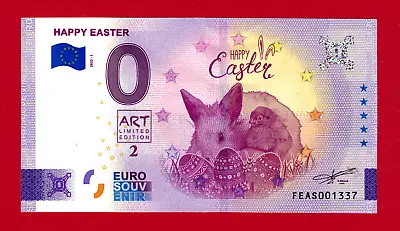 £9.71 • Buy RARE €0 Zero Euro  HAPPY EASTER  UNC Souvenir Note (Pick: FEAS/2022-1)